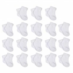 Gerber® 18-Pack Baby Neutral White Wiggle Proof® Socks