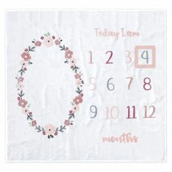 Gerber® 2-Piece Baby Girls Floral Milestone Blanket Set