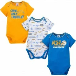 NFL BabyPreemie - 24M 3-Pack Baby Boys Chargers Short Sleeve Bodysuits