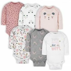 Gerber® 6-Pack Baby Girls Bear Long Sleeve Onesies® Bodysuits