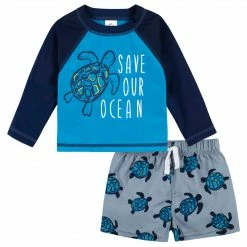 Gerber® See What's New 2-Piece Baby & Toddler Boys Sea Friends Rash Guard & Swim Trunks Set