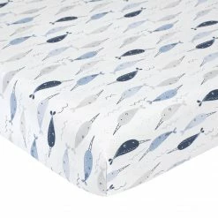 Just Born By Gerber® Blue Narwhal Ombre Printed Sheet Bedding
