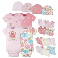 Gerber® 18-Piece Baby Girls Princess Onesies® Bodysuit, Mitten, Cap, & Sock Set BabyPreemie - 24M