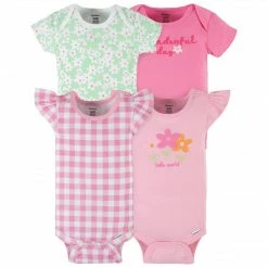Gerber® 4-Pack Baby Girls Summer Blossom Short Sleeve Onesies® Bodysuits See What's New
