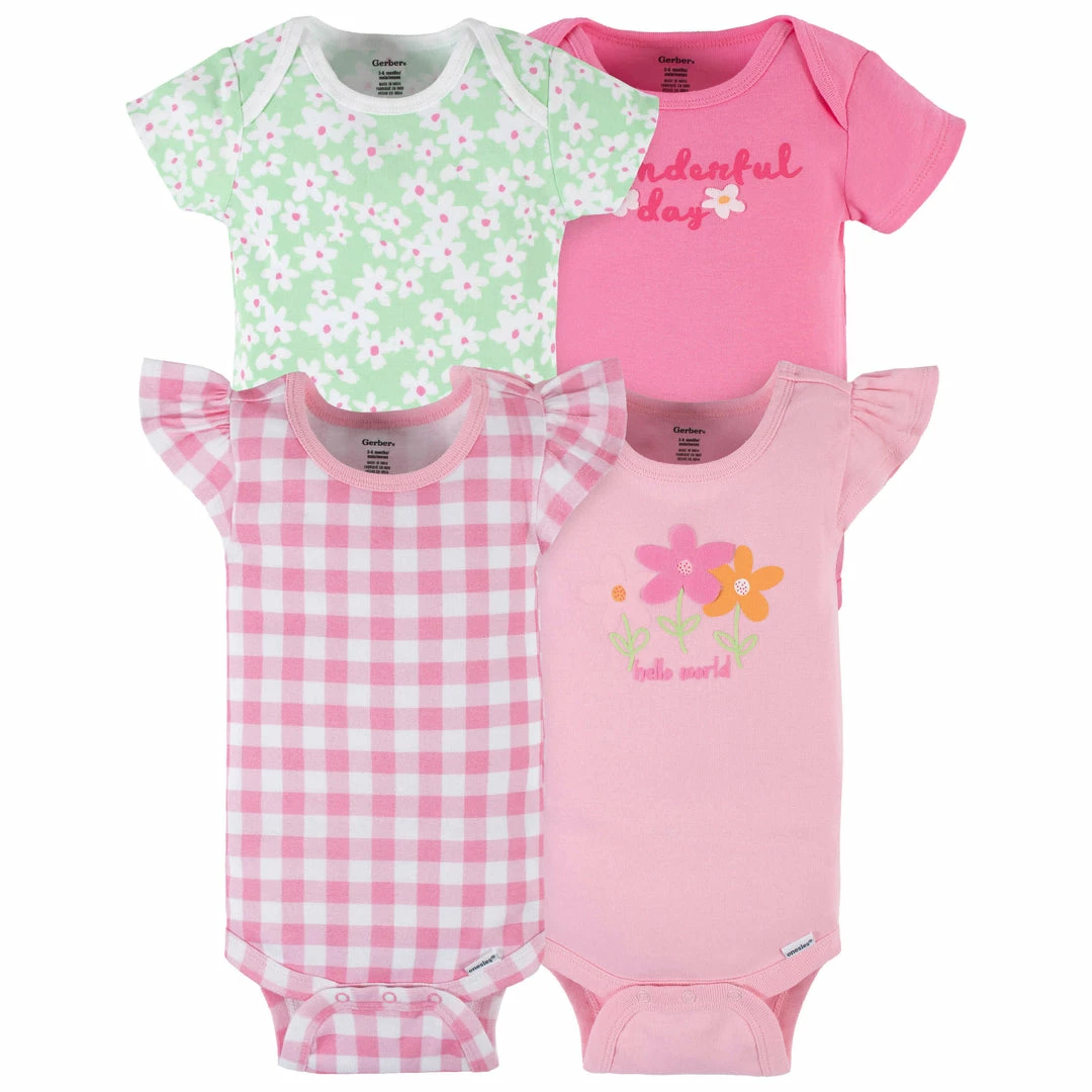 Top 10 ✨ Gerber® 4-Pack Baby 👧 Girls 🌞 Summer Blossom Short Sleeve Onesies® Bodysuits See What's New ⭐ 1 Gerber® 4-Pack Baby Girls Summer Blossom Short Sleeve Onesies® Bodysuits See What's New