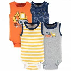 Gerber® 4-Pack Baby Boys Big Digger Tank Onesies® Bodysuits