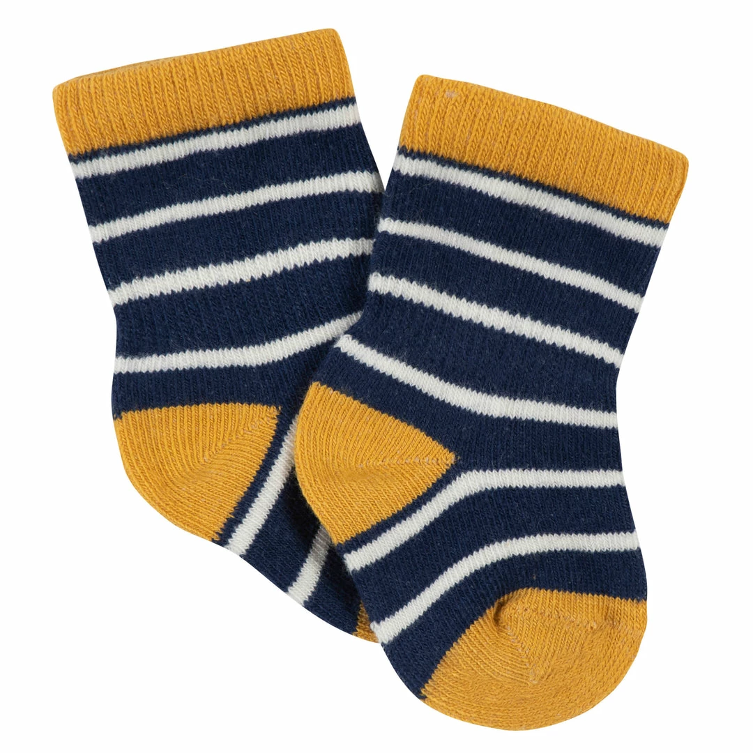 Outlet 👍 Gerber® 6-Pack Baby Boys Fox Wiggle Proof® Jersey Crew 🧦 Socks BabyPreemie - 24M ✨ 2 Gerber® 6-Pack Baby Boys Fox Wiggle Proof® Jersey Crew Socks BabyPreemie - 24M