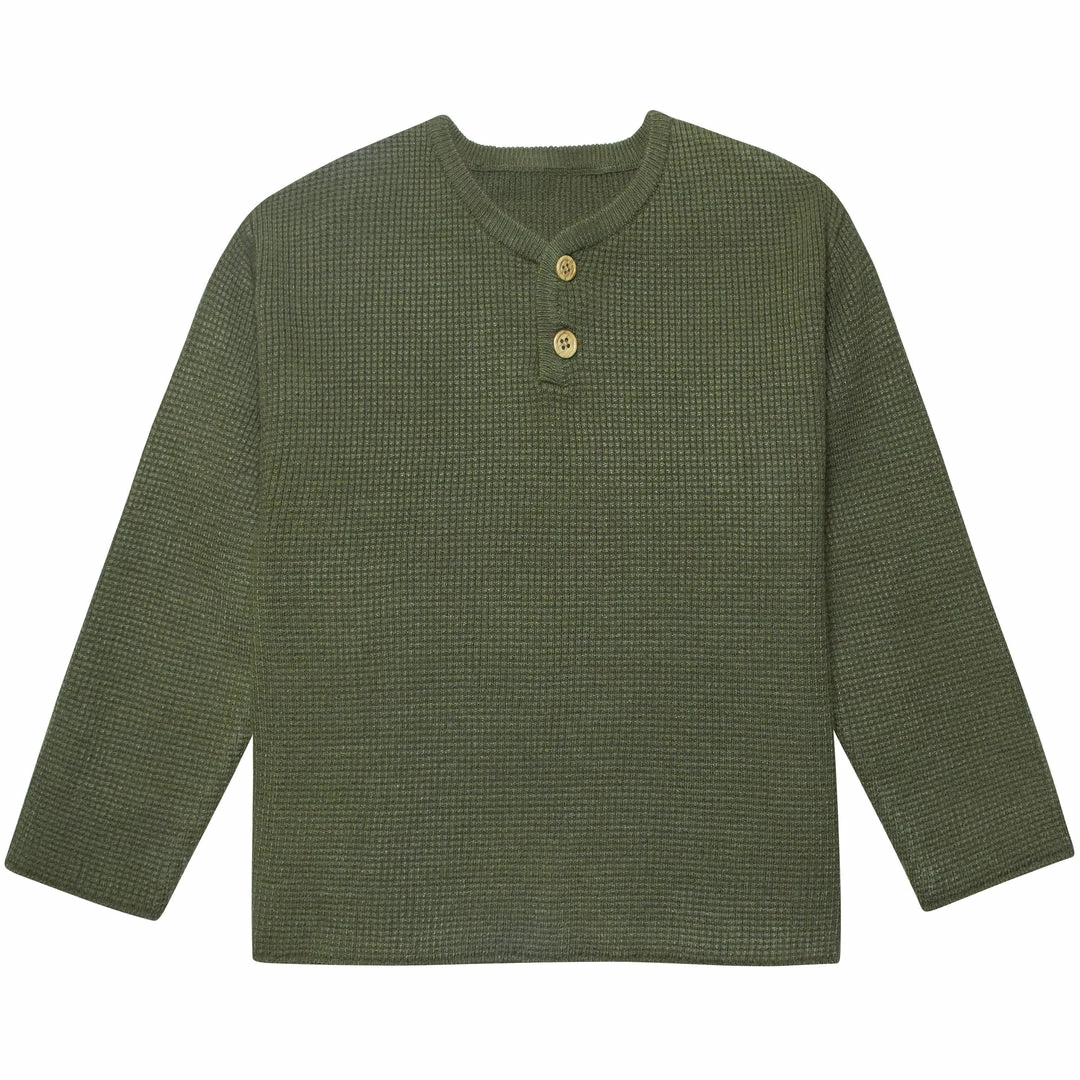 Outlet ❤️ Gerber® Kids Infant & Toddler Boys Green Henley Sweater ⭐ 2 Gerber® Kids Infant & Toddler Boys Green Henley Sweater