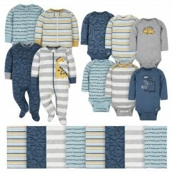 Gerber® 18-Piece Baby Boys Dinosaur Sleep 'N Play, Onesies® Bodysuit, And Burpcloth Set BabyPreemie - 24M