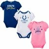 NFL 3-Pack Baby Girls Colts Short Sleeve Bodysuits BabyPreemie - 24M