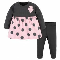 Gerber® BabyPreemie - 24M 2-Piece Baby & Toddler Girls Pink A Dots Dress & Legging Set