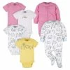 6-Piece Baby Girls Cat Onesies® Brand Bodysuit & Sleep N' Play Set