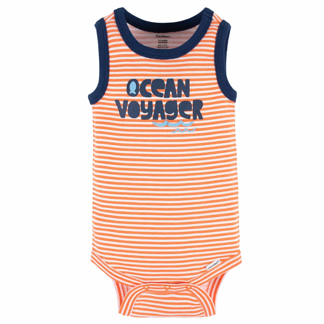 Coupon ✨ Gerber® 4-Pack Baby Boys Sea Friends Tank Onesies® Bodysuits 🔔 2 Gerber® 4-Pack Baby Boys Sea Friends Tank Onesies® Bodysuits