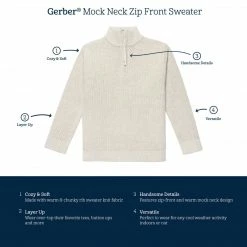 Outlet ✨ Gerber® Kids Infant & Toddler Boys Oatmeal Heather Zip Front Sweater 👏 13 Gerber® Kids Infant & Toddler Boys Oatmeal Heather Zip Front Sweater