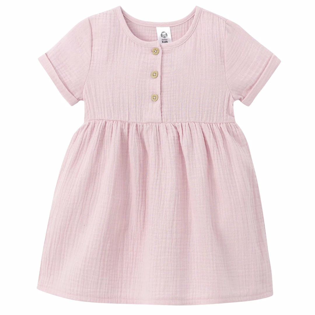 Promo 😍 Gerber® Kids Infant & Toddler 👧 Girls Pink Gauze 👗 Dress 🎁 1 Gerber® Kids Infant & Toddler Girls Pink Gauze Dress