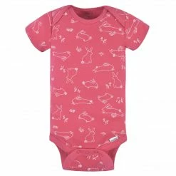 Gerber® 3-Pack Baby Girls Comfy Stretch Roses & Bunnies Short Sleeve Onesies® Bodysuits