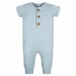 Gerber® 2-Pack Baby Boys Camo & Blue Short Sleeve Rompers