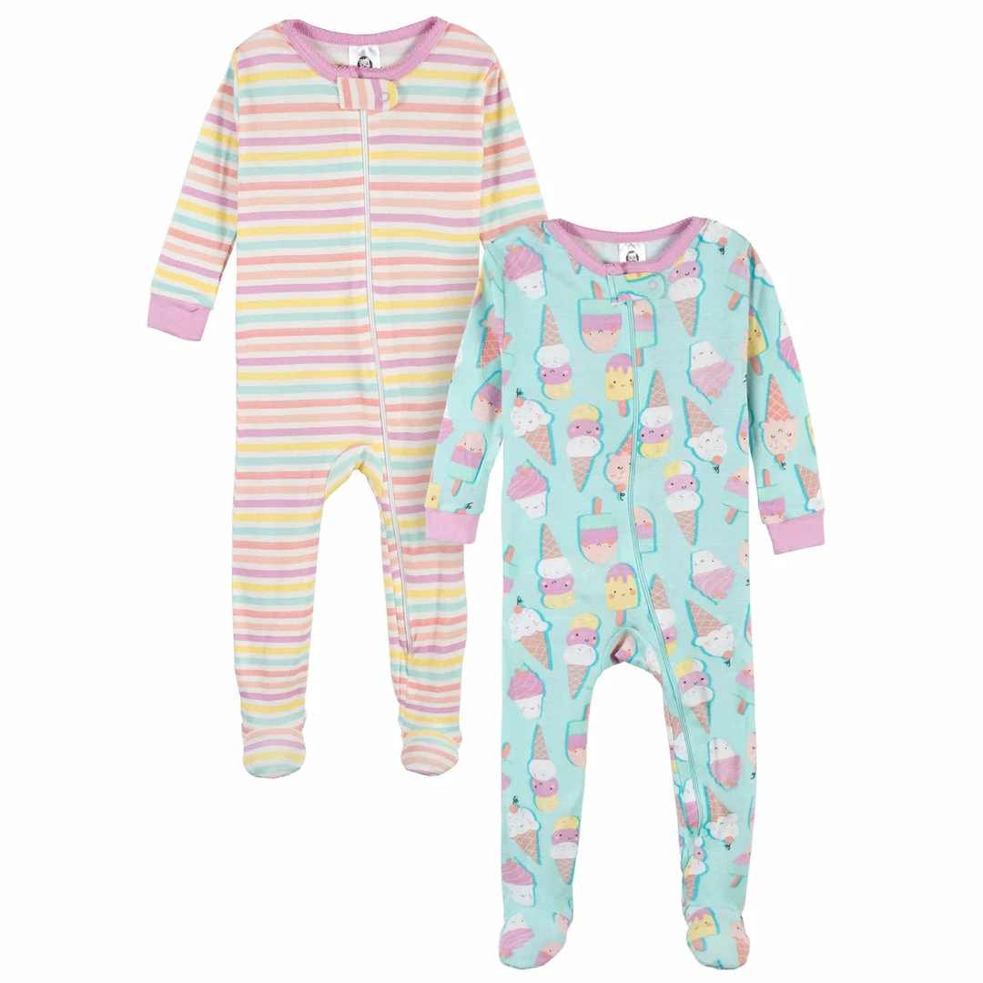 Brand new 😍 Gerber® 2-Pack Baby & Toddler 👧 Girls Ice Cream Dreams Snug Fit Footed Cotton Pajamas 🥰 1 Gerber® 2-Pack Baby & Toddler Girls Ice Cream Dreams Snug Fit Footed Cotton Pajamas