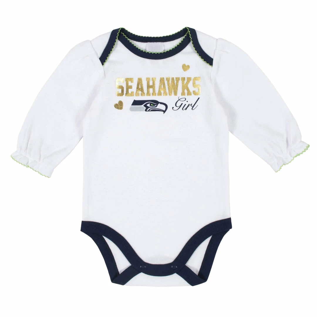 Cheapest ๐ NFL Seattle Seahawks Baby ๐ง Girls Long Sleeve Bodysuits BabyPreemie - 24M ๐ 3 NFL Seattle Seahawks Baby Girls Long Sleeve Bodysuits BabyPreemie - 24M