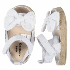 Wholesale 🛒 Gerber® See What's New Baby 👧 Girls White Eyelet Espadrille 🩴 Sandal 🥰 7 Gerber® See What's New Baby Girls White Eyelet Espadrille Sandal