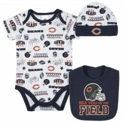 NFL Chicago Bears 3-Piece Baby Boys Bodysuit, Bib, And Cap Set BabyPreemie - 24M