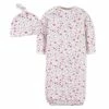 Gerber® BabyPreemie - 24M 2-Piece Baby Girls Comfy Stretch Roses & Bunnies Gown & Cap Set