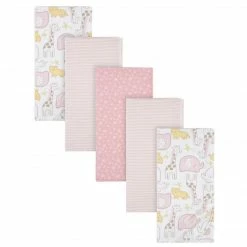 Gerber® 5-Pack Baby Girls Pink Safari Flannel Receiving Blankets