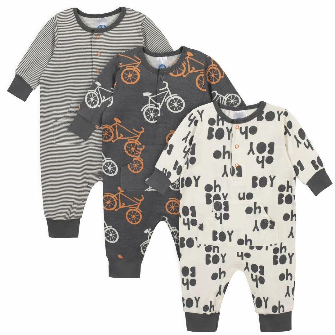 Buy 👍 Gerber® BabyPreemie - 24M 3-Piece Baby Boys Comfy Stretch Bicycle Coverall Set 💯 1 Gerber® BabyPreemie - 24M 3-Piece Baby Boys Comfy Stretch Bicycle Coverall Set