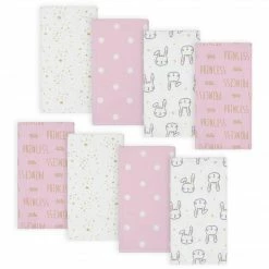 BabyPreemie - 24M Gerber® 8-Pack Baby Girls Princess Flannel Burp Cloths