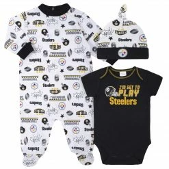 NFL Pittsburgh Steelers 3-Piece Baby Boys Bodysuit, Sleep 'N Play, And Cap Set