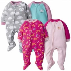 Gerber® BabyPreemie - 24M 4-Pack Baby Girls Foxes & Clouds Fleece Pajamas