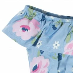 Gerber® See What's New 2-Piece Baby Girls Periwinkle Garden Wide Neck Romper & Headband Set