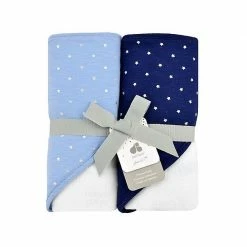 Just Born 2-Pack Boys Navy Star Hooded Towels BabyPreemie - 24M