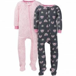 Gerber® 2-Pack Baby & Toddler Girls Rainbow Snug Fit Footed Cotton Pajamas