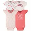 Gerber® 4-Pack Baby Girls Cherry Kisses Short Sleeve Onesies® Bodysuits