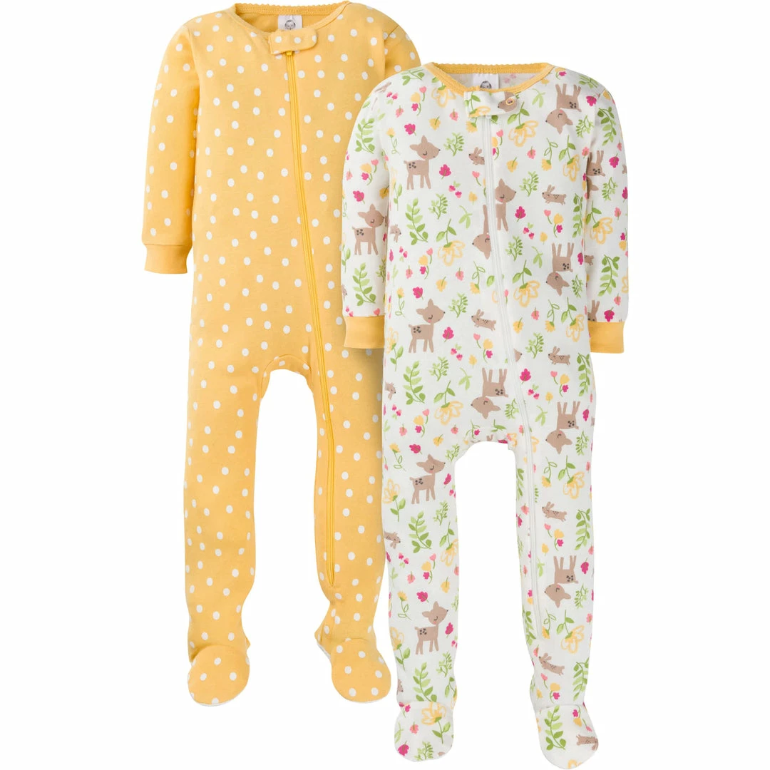 Budget 🎁 Gerber® BabyPreemie - 24M 2-Pack Baby & Toddler 👧 Girls Deer Snug Fit Footed Cotton Pajamas 😉 1 Gerber® BabyPreemie - 24M 2-Pack Baby & Toddler Girls Deer Snug Fit Footed Cotton Pajamas