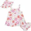 Gerber Childrenswear 3-Piece Baby & Toddler Girls Garden Dress, Diaper Cover & Sun Hat Set