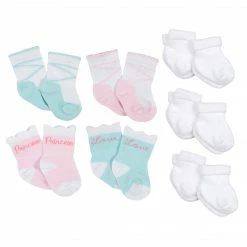 Gerber® 10-Pack Baby Girls Fairy Tale & White Wiggle Proof® Socks