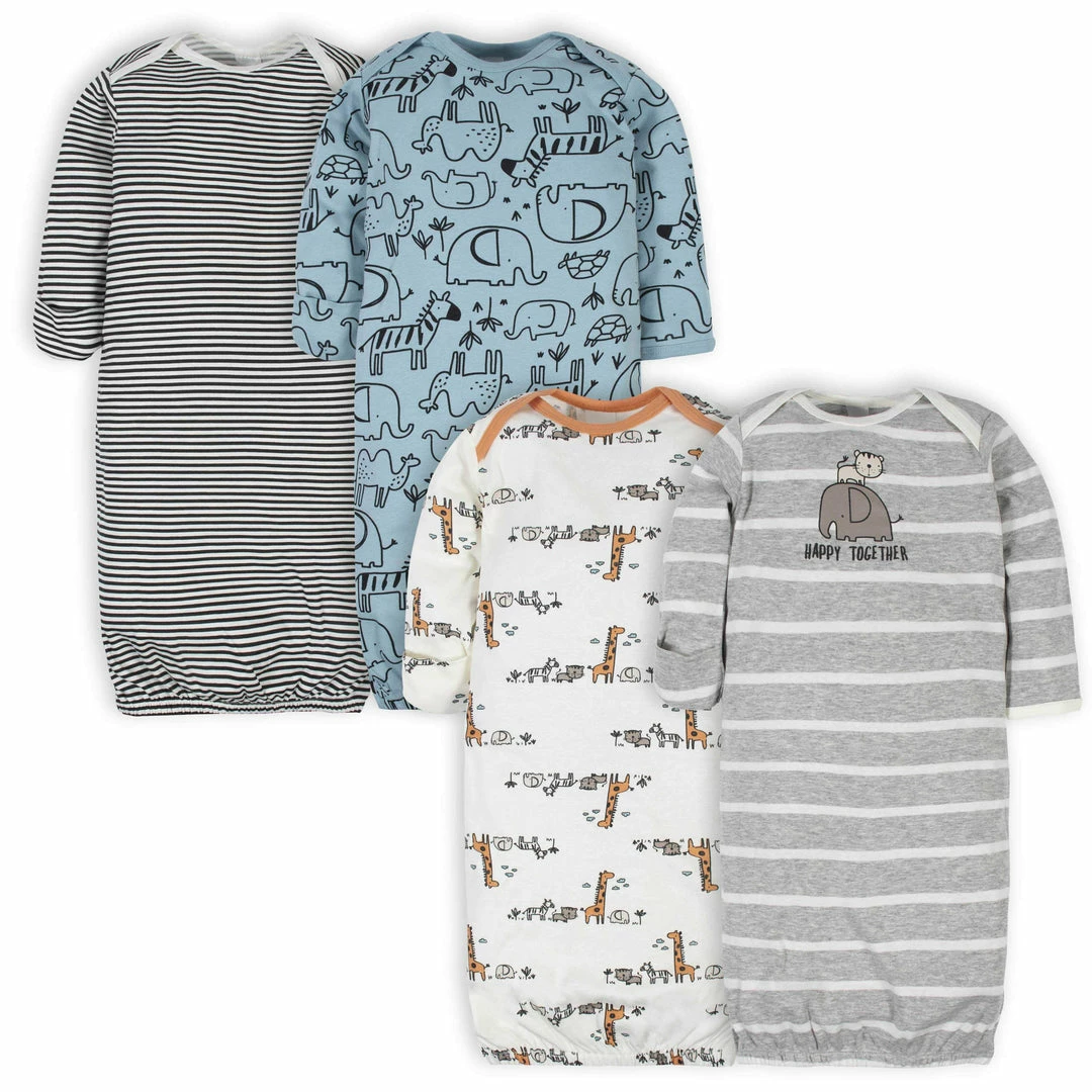 Coupon 🧨 Gerber® 4-Pack Baby Boys Jungle Gowns ❤️ 1 Gerber® 4-Pack Baby Boys Jungle Gowns