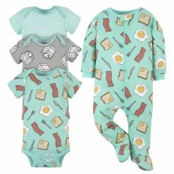 Gerber® BabyPreemie - 24M 4-Piece Baby Milk & Breakfast Onesies® Bodysuit & Sleep 'N Play Set