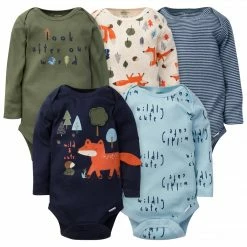 Gerber® 5-Pack Baby Boys Fox Long Sleeve Onesies® Bodysuits