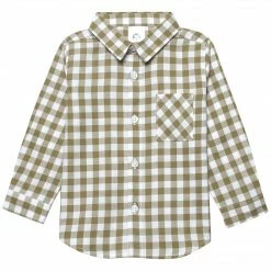 Gerber® Kids Infant & Toddler Boys Tan Plaid Woven Plaid Shirt