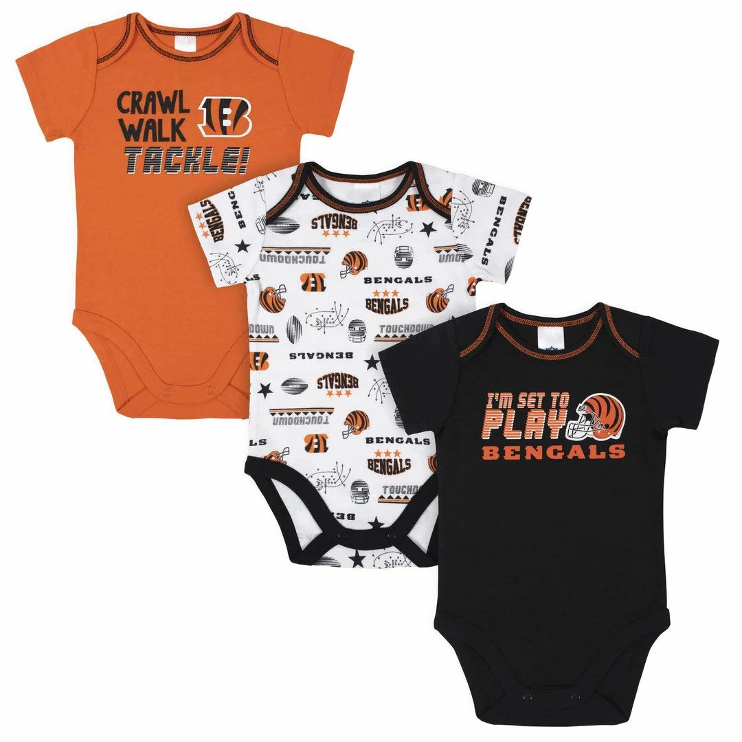 Wholesale ✨ NFL Cincinnati Bengals Baby Boys Short Sleeve Bodysuits BabyPreemie - 24M 👍 1 NFL Cincinnati Bengals Baby Boys Short Sleeve Bodysuits BabyPreemie - 24M
