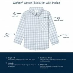 Gerber® Kids Infant & Toddler Boys Tan Plaid Woven Plaid Shirt