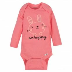 6-Pack Baby Girls Bunny Long Sleeve Onesies® Brand Bodysuits