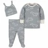Gerber® 3-Piece Baby Girls Comfy Stretch Ducklings Shirt, Footed Pant And Cap Set BabyPreemie - 24M