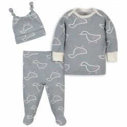 Gerber® 3-Piece Baby Girls Comfy Stretch Ducklings Shirt, Footed Pant And Cap Set BabyPreemie - 24M