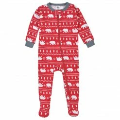 Gerber® Baby Neutral Bear Fair Isle Snug Fit Footed Cotton Pajamas