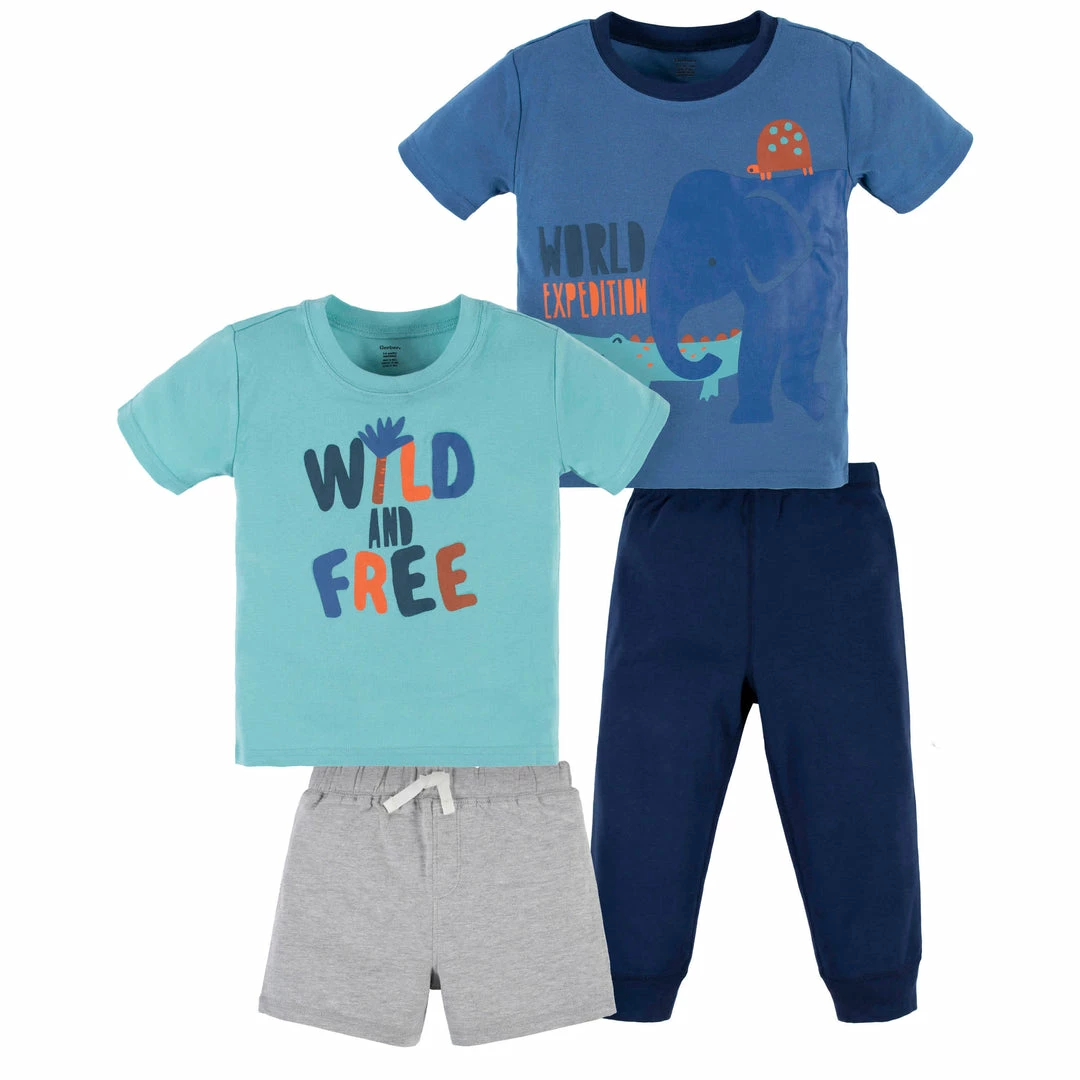 Budget 😀 Gerber® 4-Piece Infant & Toddler Boys Wild & Free Tees, Shorts & Pants Set See What's New 💯 1 Gerber® 4-Piece Infant & Toddler Boys Wild & Free Tees, Shorts & Pants Set See What's New