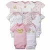 BabyPreemie - 24M Gerber® 8-pack Baby Girls' Castle Short Sleeve Onesies® Bodysuits
